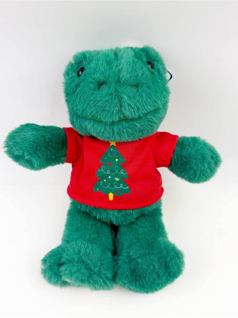 Build-A-Bear Buddies Green Christmas Tree Frog Plush Smallfry Red Shirt BAB 9”